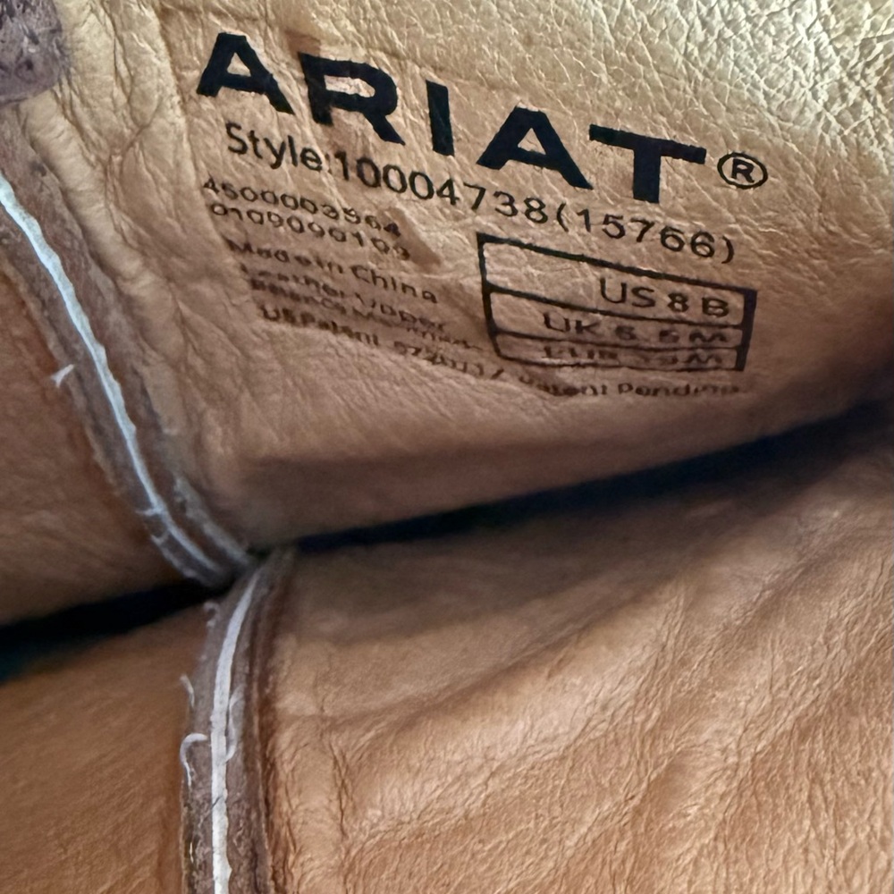 Ariat Brown Leather Western Boots with Cream Stitching - Picture 7 of 9